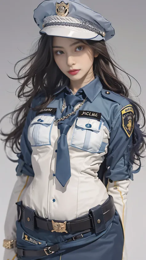 female body set big breasts, Wearing a female police officers uniform