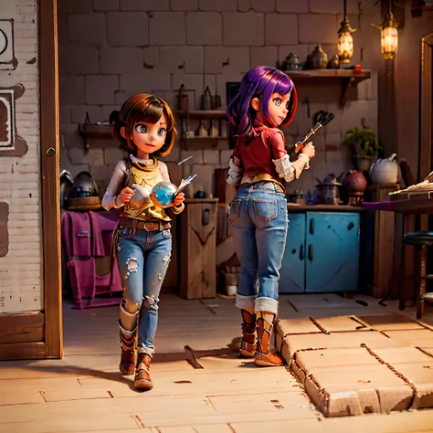 Native {Celestial hues Magic Circle, lofi, shiny aura, oil shine, cute, black girl in a crop top and baggy jeans, big pretty eyes, golden tribal markings,beautiful, epic perfect brights eyes, full lips, back fullbody shot,back view,face smile teeth howling...