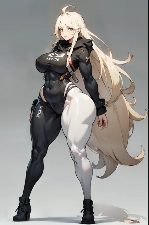 extremely long hair perfect anatomy 1 girl tall solo curvy ((muscular)) hoodie leggings toned body blonde ((good face)) ((good hands)) ((good body)) ((thicc))