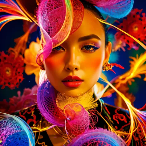 official art, unity 8k wallpaper, ultra detailed, beautiful and aesthetic, masterpiece, best quality, chinese style, (zentangle, mandala, tangle, entangle), ecstasy of flower, 1girl, extremely detailed, dynamic angle, cowboyshot, the most beautiful form of...