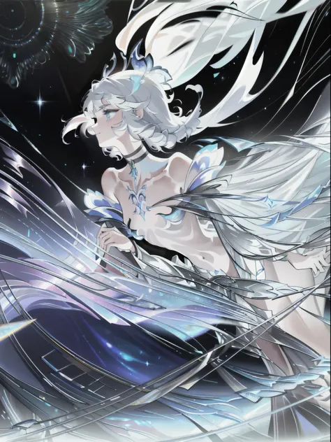 (ethereal, dreamlike), (white hair girl), (dancing in the space), (4k resolution, professional, masterpiece), (floating dress), (graceful movementasterpiece, top quality, best quality, official art, beautiful and aesthetic:1.3), (1girl:1.3), extreme detail...