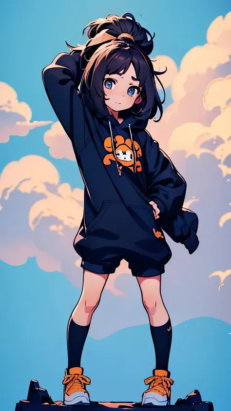 1 cute girl, disney style, black strokes, anime girl, 8k, full body, stand pose