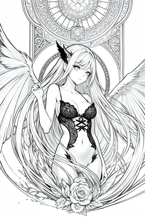 A dark fairy with beautiful wings in an anime art style.. Las alas deben ser ultradetalladas y fascinantes., Parecido a una obra de arte. This dark fairy should exude a sexy and mysterious aura., con un toque de elementos NSFW. She should be portrayed wear...