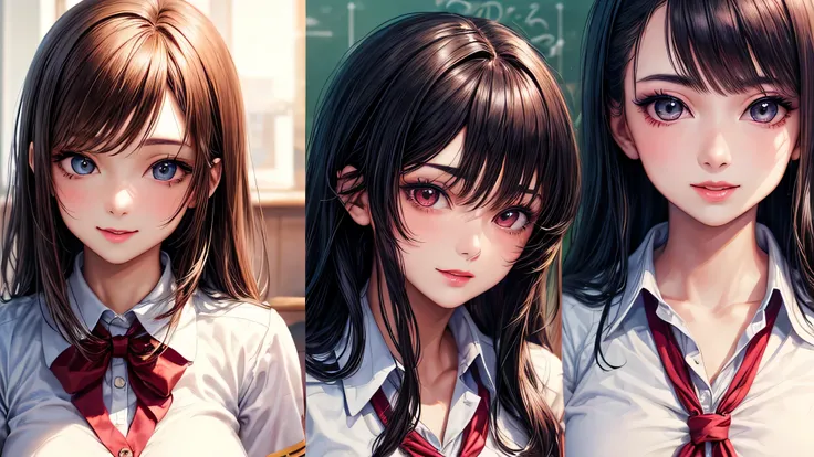 (2 girls:1.2), incredibly beautiful face, compensate, lipstick, enchanting smile, (school uniform, mini skirt:1.2), (highest quality: 1.4), (Super detailed), (highest quality:1.4), (super detailed), evening, (anime illustration), very high resolution, (Upp...