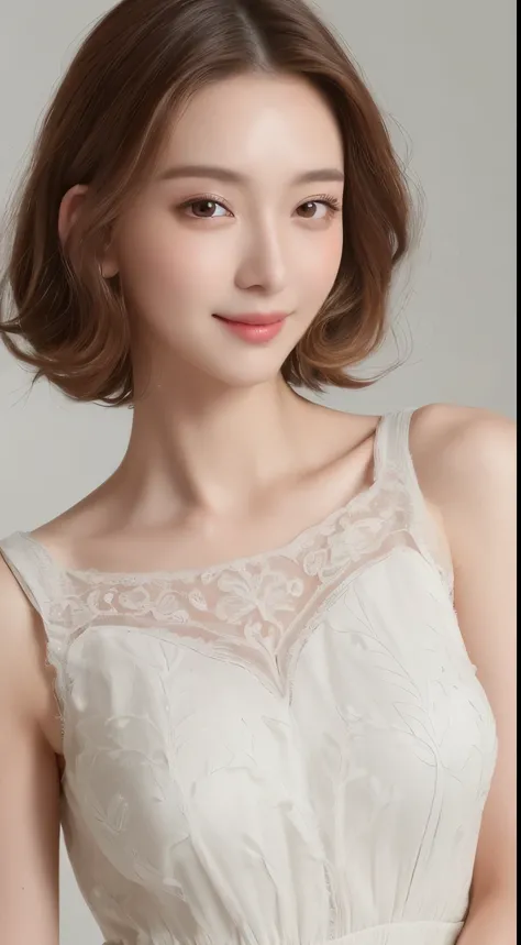 ((highest quality, 8k, masterpiece: 1.3)), 1 girl, The beauty of slim abs: 1.3, (hairstyle casual, big breasts: 1.2), dress: 1.1, super detailed face, delicate eyes, double eyelid, smile, Home