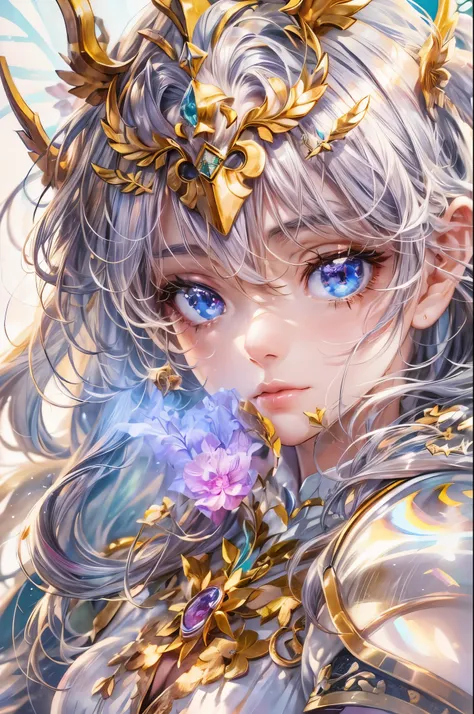 anime girl with a flower in her hair and a crown on her head, portrait knights of zodiac girl, detailed digital anime art, anime fantasy illustration, anime fantasy artwork, fantasy art style, 2. 5 d cgi anime fantasy artwork, detailed anime art, hyperdeta...