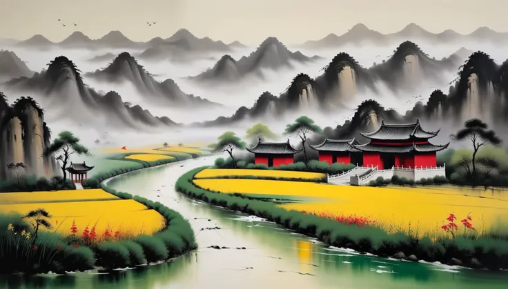 Wu Guanzhong's creative oil paintings《》,Committed to landscape oil painting creation,and explore the nationalization of oil painting,He tried to bring out the intuitive vividness of European oil paintings in depicting nature.、The richness and delicacy ...