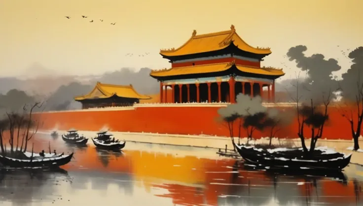 Works by Wu Guanzhong, (Architecture of the Forbidden City), Wu Guanzhongs style is an artistic style that combines traditional Chinese ink painting techniques with Western concepts, characterized by the use of modern perspectives in interpreting tradition...