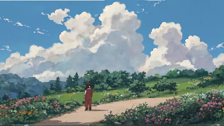 anime scene of a woman laying on a hill with a dog, anime countryside landscape, ghibli art style, Studio Ghibli Sky, relaxing concept art, ghibli studio anime style, Studio Ghiblis smooth concept art, anime映画の静止画, anime landscape, style in ghibli anime, g...