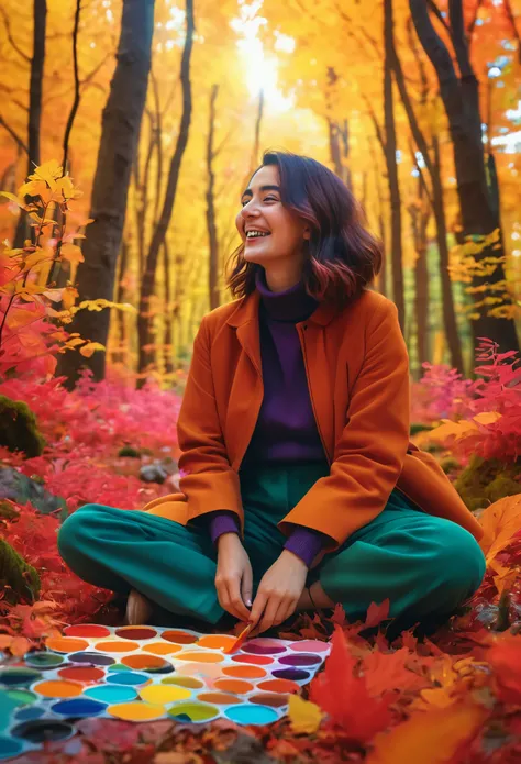 
Lina&#39;s joyful moment while experimenting with creating new colors in the colorful forests of Varia. çizgifilm