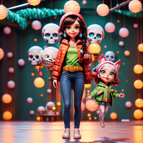 African Retro Dance Stage gorgeous pin up emo Amber (Afro short-bulb dreads frange pink epic brights eyes Ultra-detailed eyes) (gorgeous sassy it girl) fancy jewelry onyx (((magical Lys ❤top❤ pearl spinel hard-leather opal jacket tiny chest))) (perfect Bri...