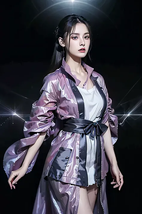 (dramatic digital artwork:1.3) of,(full of energy:1.3) portrait of female (Snezana Sakovic 2:1.1) wearing a kimono, Style-Silva Magic, おしゃれな女of子,cgsociety,art station、no makeup