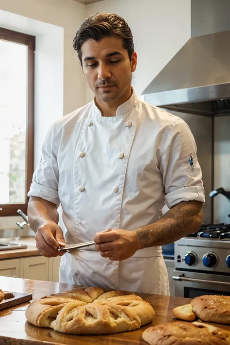 PORTUGUESE MAN, BAKER, BAKING PORTUGUESE PASTRY, MICHELIN CHEF, TRADITIONAL
