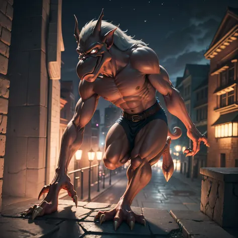 Disneys GARGOYLES, night time, photo-realistic, octane render, unreal engine, ultra-realistic