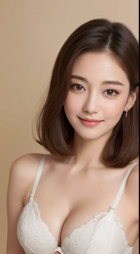 ((highest quality, 8k, masterpiece: 1.3)), 1 girl, The beauty of slim abs: 1.3, (hairstyle casual, big breasts: 1.2),bra: 1.1, super detailed face, delicate eyes, double eyelid, smile, Home,big breasts,cleavage