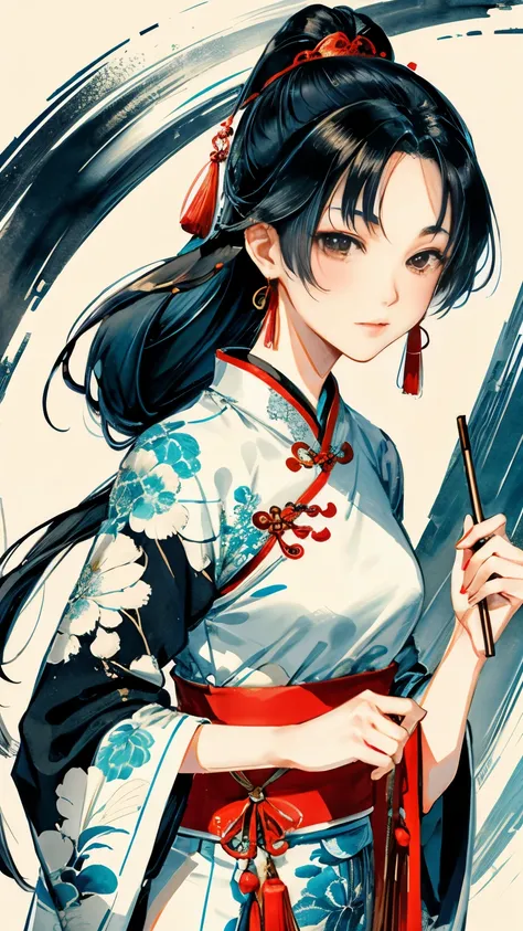Wu Guanzhong Style、traditional chinese ink painting、western painting、Picture of a beautiful girl