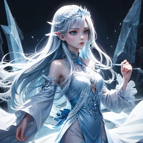 Ice princess with haunting aura.