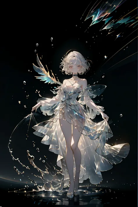 (ethereal, dreamlike), (white hair girl), (dancing in the space), (4k resolution, professional, masterpiece), (floating dress), ...