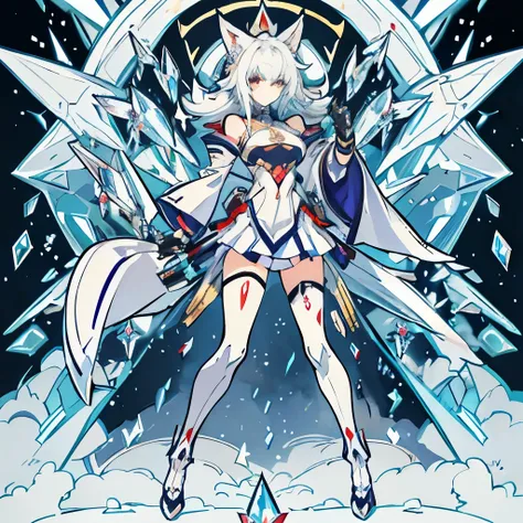 Anime - A female character with cat ears and a collar，Has a white-haired fox appearance，《arknight》of the white cat girl，Cute cat ears anime girl，Beautiful anime cat girl，Has a very beautiful appearance，neferpitou，nyaruko-san，arknightsuper wide shot, Full b...