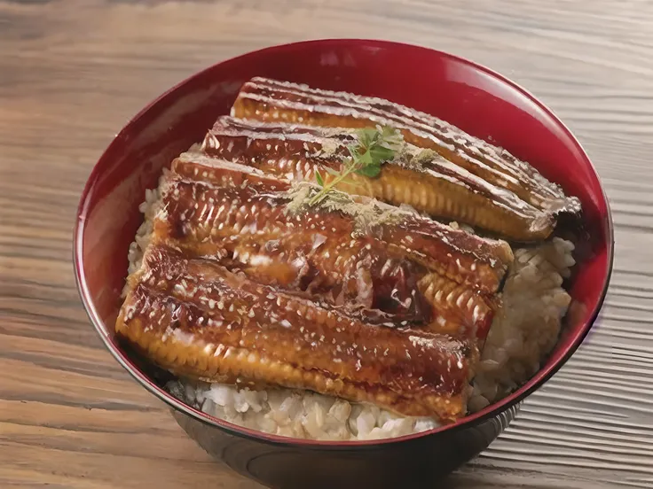 a close up of a bowl of food with rice and meat, shogakukan, by Gatōken Shunshi, momoshiki ōtsutsuki, tanjiro kamado, by Kano Tan&#39;yū, hajime katoki, sosaku hanga, sasai ukon masanao