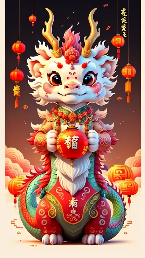 chinese dragon，majestic，background chinese new year flavor，delicate picture quality，hd，very amiable expression