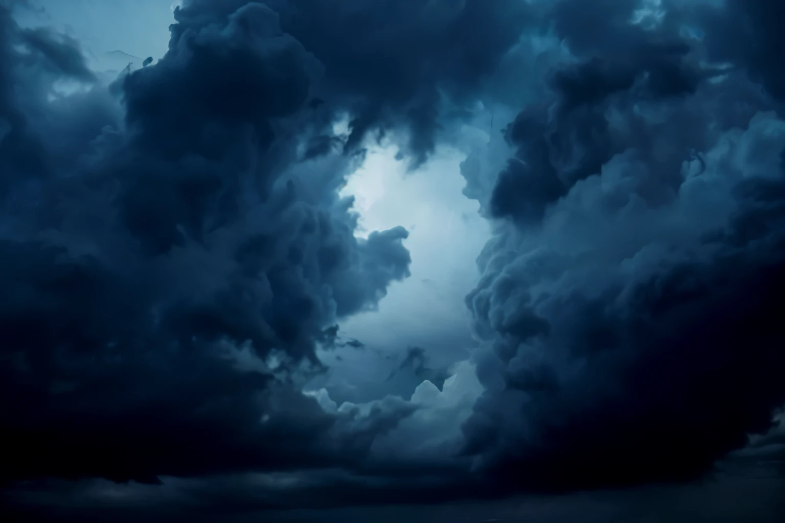 dark clouds form a spiral tunnel, blue nuvens de tempestade, threatening clouds, nuvens de tempestade, turbulent nuvens de tempestade, atmosfera tempestuosa, glowing threatening clouds, dramatic swirling clouds, NUVENS DE TEMPESTADE, dark nuvens tempestuos...