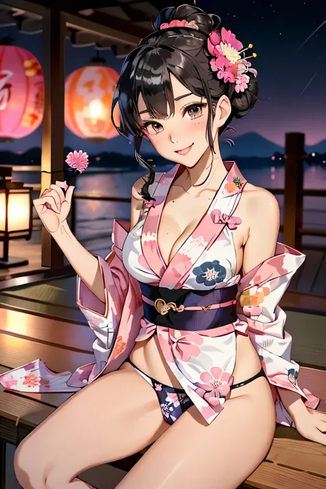 highest quality、High resolution、detailed background、beautiful and detailed face、beautiful and smooth skin、skin texture、Tokyo Bay、From the pleasure boat、night view、firework、
cute10代の美少女、(two beautiful girls:1.2)、(huge breasts:1.2)、perfect body line、emphasiz...