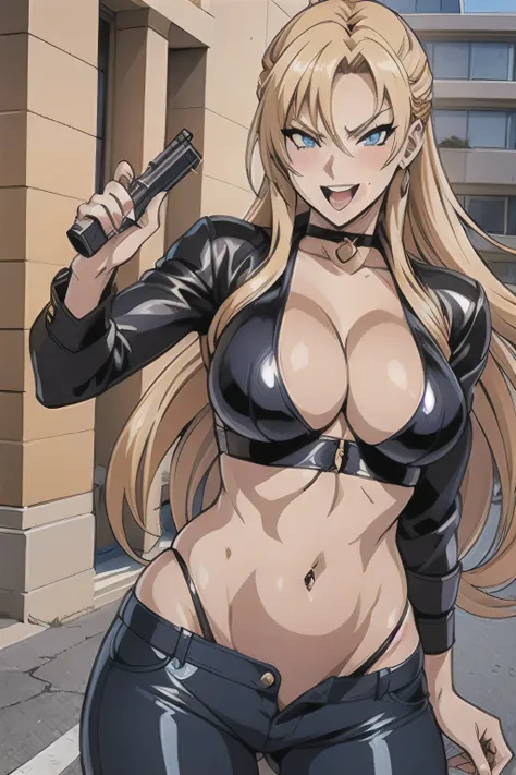  Reina Morimoto, morimoto_reina, (blue eyes, , blonde hair, blonde, lipstick, masterpiece, best quality, highly detailed, a girls with a gun, evil smile , open mouth, sexy gaze, badass
pose , evil smile, smile, (nsfw) not safe for work, guns blazing, anime...