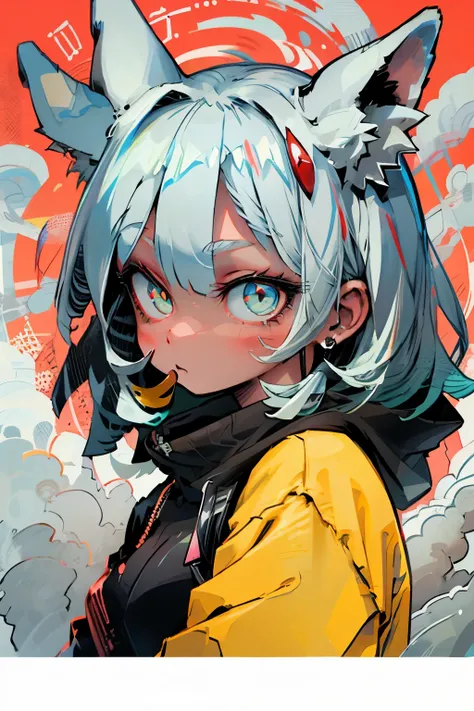 masterpiece, excessive fog, Luminous markings, 輝くeye, perfect anatomy , eye, 1 girl, alone, colored skin,animal ears, 