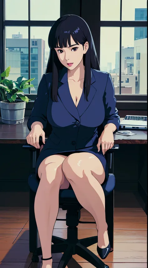 (best quality,highres),Asian,tall,beautiful,very young,office lady,black long hair,long legs,very big breasts,detailed eyes,detailed lips,professional attire,confident posture,office setting,modern desk,laptop,carefully manicured hands,stylish accessories,...