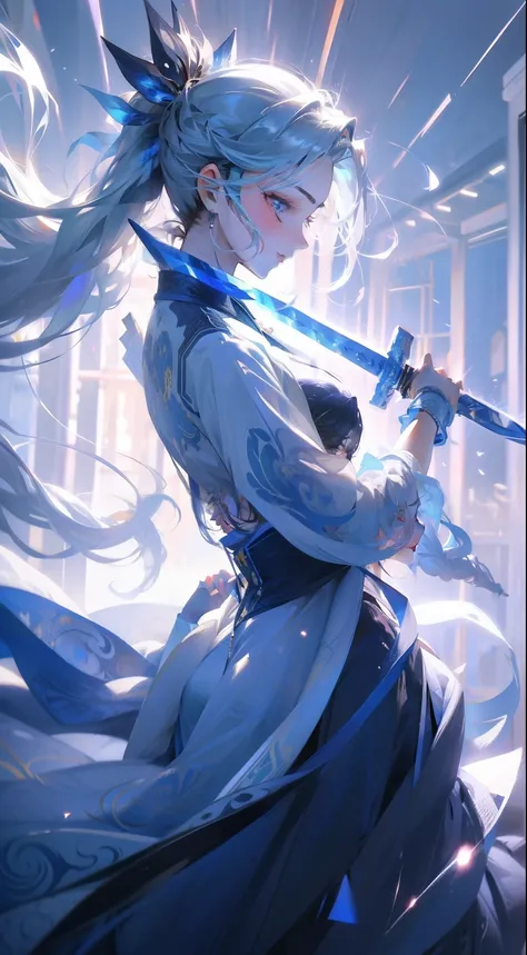 (Holding a big sword)、 (silver wolf girl)、