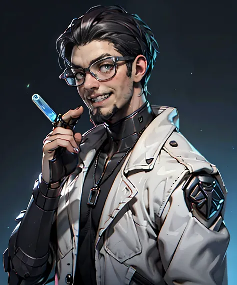 11:23(((best quality: 1.4))),(Mechanical eyes and fingers), (Gear Geek),(Eyes are machines),(Rabies),(super high quality),(Hyper-realistic 8K CG)、(middle-aged man有胡子),(There are technological elements on the clothes),(beard),(bad guy),Handheld experimental...