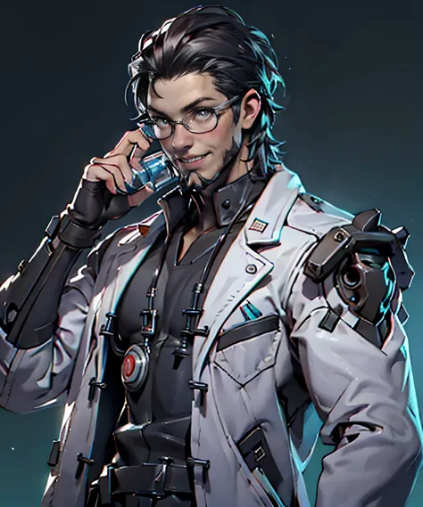 11:23(((best quality: 1.4))),(Mechanical eyes and fingers), (Gear Geek),(An eye is a machine),(Rabies),(super high quality),(Hyper-realistic 8K CG)、(middle-aged man有胡子),(There are technological elements on the clothes),(beard),(bad guy),Handheld experiment...