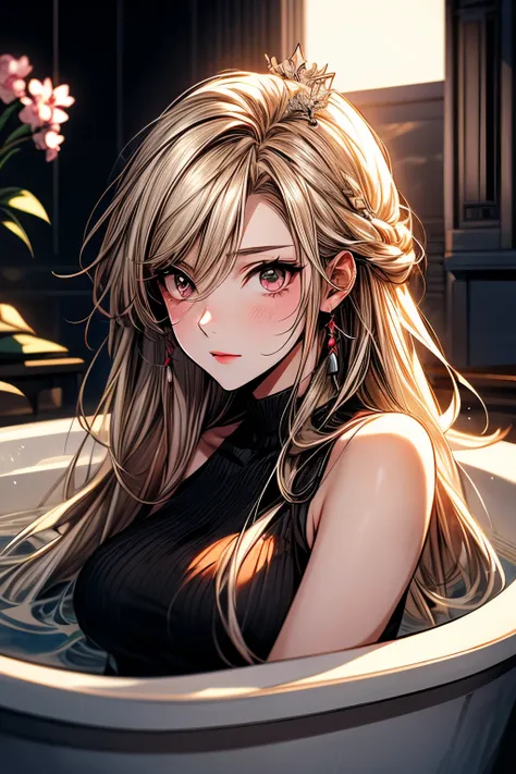 anime girl in a bathtub with flowers in her hair, guweiz on pixiv artstation, guweiz on artstation pixiv, splash art anime , blonde - haired princess, beautiful anime portrait, beautiful anime girl, artwork in the style of guweiz, guweiz, artgerm on artsta...