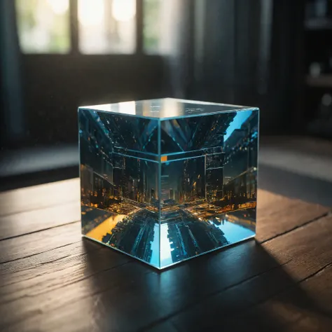 ((Masterpiece in maximum 16K resolution):1.6),((soft_color_photograpy:)1.5), ((Ultra-Detailed):1.4),((Movie-like still images and dynamic angles):1.3),| (Macro shot cinematic photo of symmettric cube), (in front of a clear mirror), (perfect symmetry), (mac...