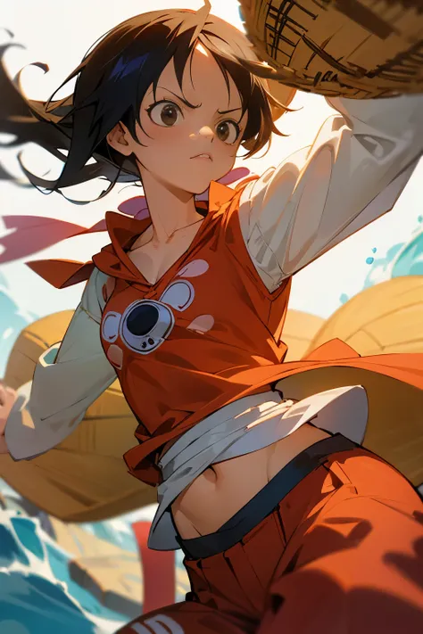 Cute girl, dressed as Luffy from the anime One Piece