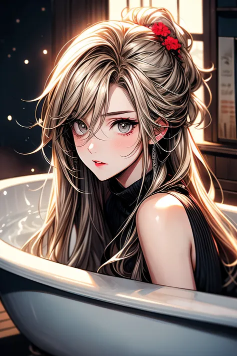 anime girl in a bathtub with flowers in her hair, guweiz on pixiv artstation, guweiz on artstation pixiv, splash art anime , blonde - haired princess, beautiful anime portrait, beautiful anime girl, artwork in the style of guweiz, guweiz, artgerm on artsta...