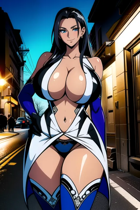 masterpiece, ((ultra detailed background, delicate pattern, intricate detail)), (highly detailed, fine details), best quality, beautiful lighting, (gigantic breasts)), NicoRobinV2, 1girl, (light skin:1.1), black hair, long hair, solo, gigantic breasts, (sm...