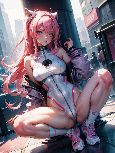 Full body like，Anime girl with pink hair and futuristic outfit of the city, hyper-realistic cyberpunk style, Cyberpunk Anime Girl, Digital Cyberpunk Anime Art, dreamy cyberpunk girl, Anime style. 8K, female cyberpunk anime girl, Digitel Cyberpunk - Animati...