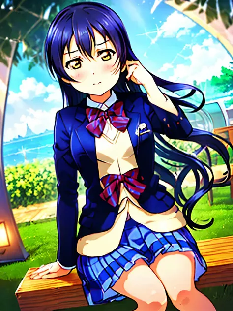 (masterpiece, best quality, ultra-detailed), (illustration), (beautiful detailed eyes), (1girl), (solo), sonoda umi, blue hair, ...