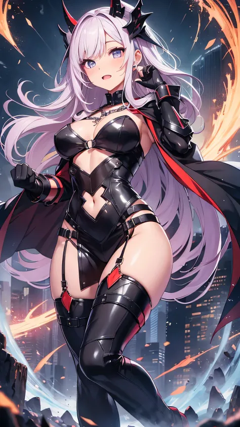 最high quality、best image quality、masterpiece、girl((20-year-old、 By becoming、vest bust、medium bust,wide open breast tea、shining eyes, neon hair、long hair、thin,highest valley、Black Hero Suit、Red Hero Mask、blue cloak、scream、full body tattoo,diamond earrings、W...