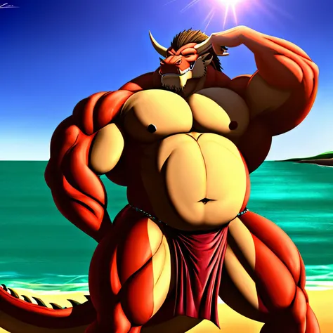  kaido,  eastern dragon king, male dragon, eastern dragon, very big muscles, hulking,  extremely strong, big abdominal muscles, hefty musclegut, pecs, muscular dad body,  Strong and robust musclegut , strong abs, sharp  claws, dragon feet claw, full body, ...