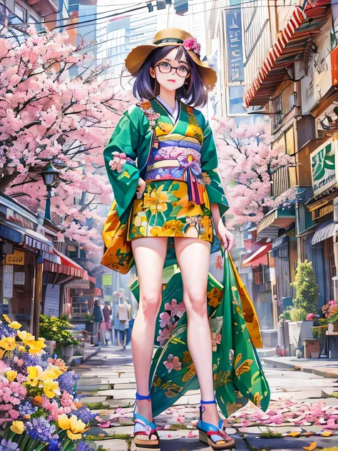 8K quality, watercolor painting, stylish design, (((The strongest beautiful girl of all time))), (((Japanese)))、AKB48、stylish glasses, Fashionable hats, (((highest quality))), bob hair, HDR, ((Detailed details)), stylish fashion, detailed clothing texture,...