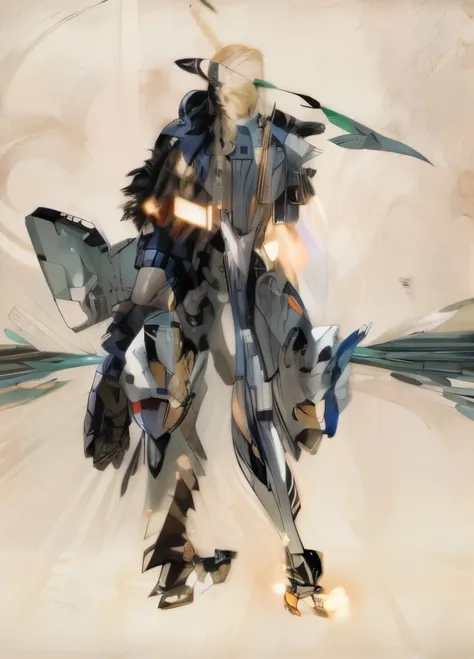 There is a picture of a robot standing on a skateboard., cool mecha style, modern mecha anime, metal gear mecha, Krenz Cushart and Asher Duran, Krenz Kushart and Artem Demra, mecha art, Benedic Bana, Works that influenced Krenz Kushart, Krenz Kushart and W...