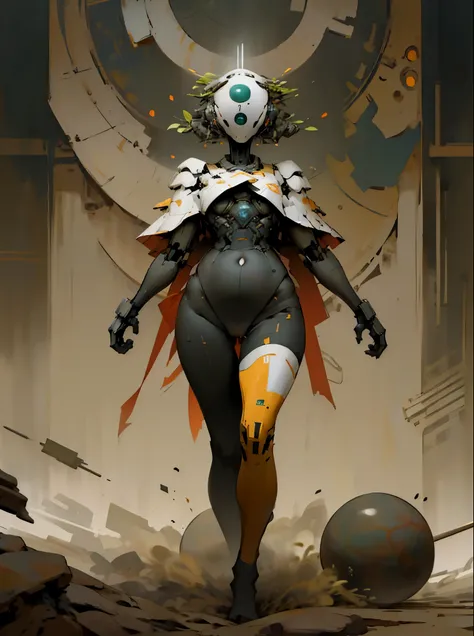 A robot, beautiful thighs, massive robotic thighs, thin waist, wide hips, on an alien planet, surrounded by alien flora, very big and strong,enormous legs, long legs, intimidating, high quality, (heavenly thighs),fart,((farting,onara)), embarrassed,farts,g...