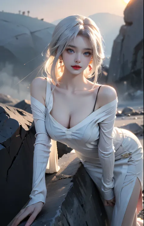 8k，artwork，modern hanfu,clavicle, ((bare shoulders)), ((whole body)), actual, Fashion girl, red lips, aldult, cosmetic, big eyes, beautiful eyes, ((whole body)), ((from below)), (best quality, masterpiece:1.2), super detailed, (actual:1.37), ((Sexy long le...