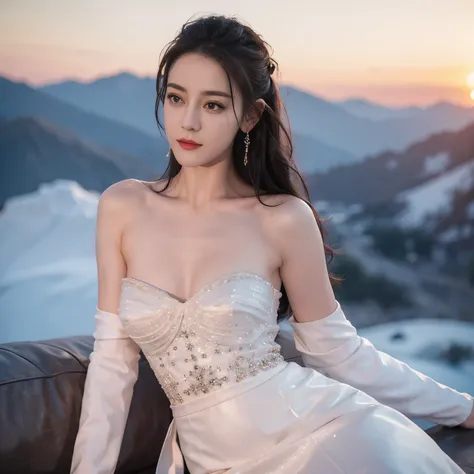 ((top quality、8k、​Masterpiece:1.3))、Extremely delicate and beautiful girl，full-body shot，huge breasts，bigger breasts，amazing breast size，G cup。Wear big earrings，Very white skin，moist red lips，Waist is very thin，Thighs are very thin，big butt，fair and smooth...