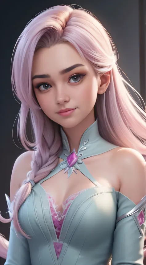 elsa frozen rose quartz s.u fusion. highly detailed cg unity 8k wallpaper, style shot, complex, high detail, dramatic, highest q...