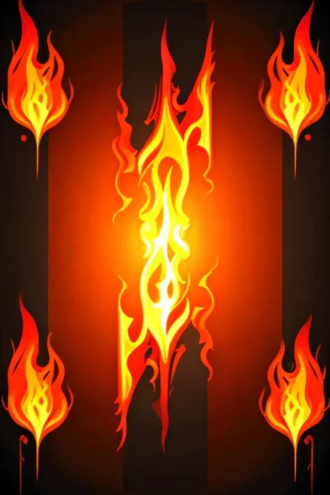 black background with warm orange flames, banner art style