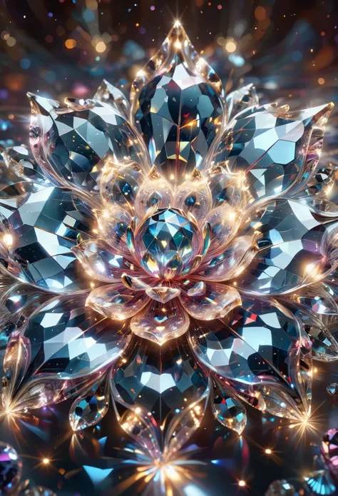 there is a very large flower that is surrounded by many crystals, digital art inspired by johfra bosschart, trending on artstati...